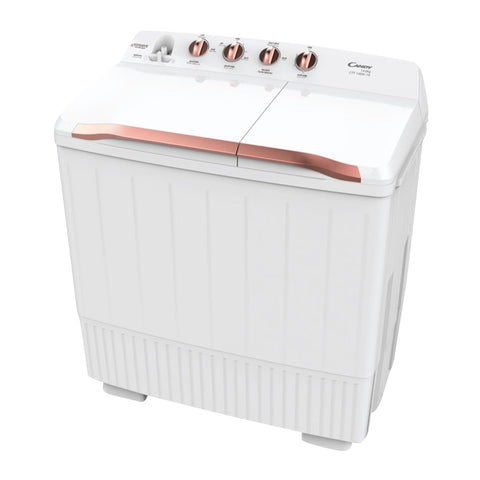 GETIT.QA- Qatar’s Best Online Shopping Website offers CANDY TWIN TUB SEMI AUTOMATIC TOP LOAD WASHING MACHINE 14/8 KG, AC MOTOR, PLASTIC CABINET, EN-AR PANEL, WHITE/GREY COLOUR, CTT148W-19 at the lowest price in Qatar. Free Shipping & COD Available!