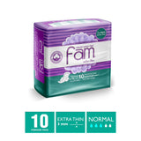 GETIT.QA- Qatar’s Best Online Shopping Website offers FAM NATURAL COTTON FEEL EXTRA THIN WITH WINGS NORMAL SANITARY PADS 10PCS at the lowest price in Qatar. Free Shipping & COD Available!