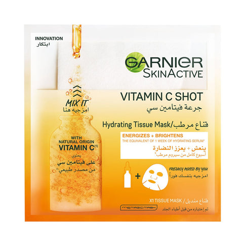 GETIT.QA- Qatar’s Best Online Shopping Website offers GARNIER SKINACTIVE VITAMIN C SHOT HYDRATING TISSUE MASK 33 G at the lowest price in Qatar. Free Shipping & COD Available!