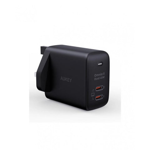 GETIT.QA- Qatar’s Best Online Shopping Website offers AUKEY PA-B4T DUAL PORT 45W PD WALL CHARGER WITH GAN POWER TECH - BLACK at the lowest price in Qatar. Free Shipping & COD Available!