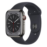 GETIT.QA- Qatar’s Best Online Shopping Website offers APPLE WATCH SERIES 8 GPS + CELLULAR, 45 MM, GRAPHITE STAINLESS STEEL CASE WITH MIDNIGHT SPORT BAND, REGULAR at the lowest price in Qatar. Free Shipping & COD Available!