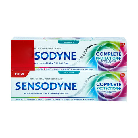 GETIT.QA- Qatar’s Best Online Shopping Website offers SENSODYNE COMPLETE PROTECTION FRESH BREATH TOOTHPASTE 2 X 75 ML at the lowest price in Qatar. Free Shipping & COD Available!