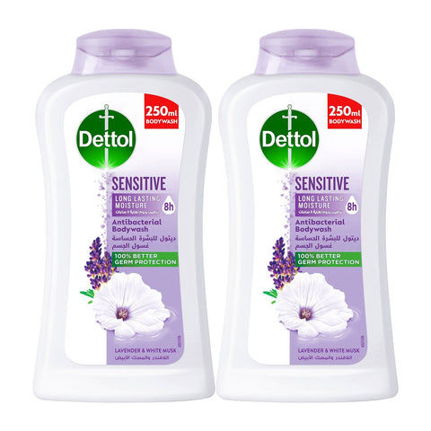 GETIT.QA- Qatar’s Best Online Shopping Website offers DETTOL SENSITIVE BODY WASH LAVENDER & WHITE MUSK FRAGRANCE 2 X 250 ML at the lowest price in Qatar. Free Shipping & COD Available!