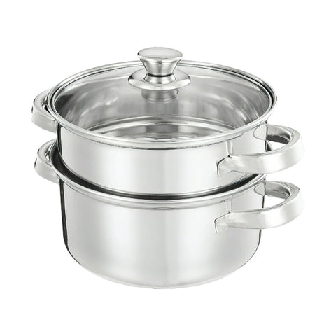 GETIT.QA- Qatar’s Best Online Shopping Website offers CHEFLINE 2 TIER STAINLESS STEEL FOOD STEAMER, 20 CM, INDSTM at the lowest price in Qatar. Free Shipping & COD Available!