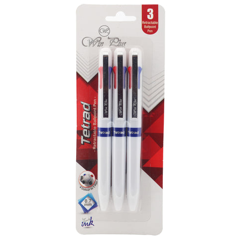 GETIT.QA- Qatar’s Best Online Shopping Website offers WIN PLUS PEN 4 COLOR TETRAD, 0.7MM, 3PCS at the lowest price in Qatar. Free Shipping & COD Available!