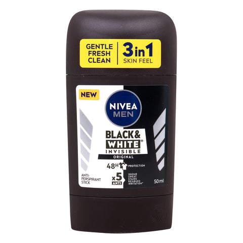 GETIT.QA- Qatar’s Best Online Shopping Website offers NIVEA MEN BLACK & WHITE INVISIBLE ORIGINAL ANTI-PERSPIRANT STICK 50 ML at the lowest price in Qatar. Free Shipping & COD Available!