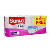 GETIT.QA- Qatar’s Best Online Shopping Website offers SANITA CLUB TOILET TISSUE 2PLY 16+4 ROLLS at the lowest price in Qatar. Free Shipping & COD Available!