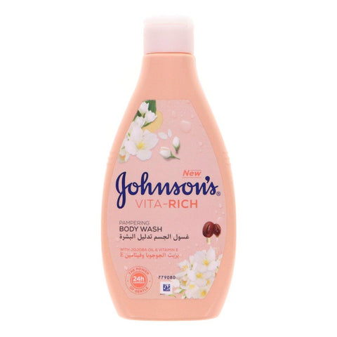 GETIT.QA- Qatar’s Best Online Shopping Website offers JOHNSON'S VITA RICH PAMPERING BODY WASH WITH JOJOBA OIL & VITAMIN E 250 ML at the lowest price in Qatar. Free Shipping & COD Available!