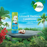 GETIT.QA- Qatar’s Best Online Shopping Website offers VATIKA NATURALS VOLUME & THICKNESS CONDITIONER ENRICHED WITH COCONUT & CASTOR 400 ML at the lowest price in Qatar. Free Shipping & COD Available!