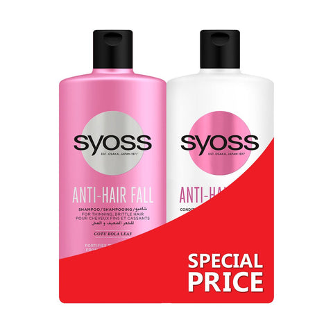 GETIT.QA- Qatar’s Best Online Shopping Website offers SYOSS ANTI-HAIR FALL SHAMPOO 500 ML + CONDITIONER-- 500 ML at the lowest price in Qatar. Free Shipping & COD Available!