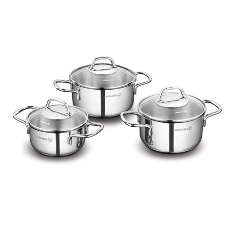 GETIT.QA- Qatar’s Best Online Shopping Website offers KORKMAZ PERLA JR COOKWARE SET-- 6 PCS-- SILVER-- A1650 at the lowest price in Qatar. Free Shipping & COD Available!