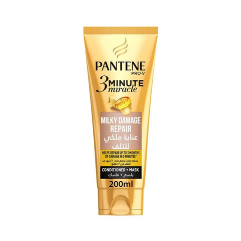 GETIT.QA- Qatar’s Best Online Shopping Website offers PANTENE PRO-V 3 MINUTE MIRACLE MILKY DAMAGE REPAIR CONDITIONER + MASK 200 ML at the lowest price in Qatar. Free Shipping & COD Available!