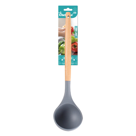 GETIT.QA- Qatar’s Best Online Shopping Website offers CHEFLINE SILICONE SOUP LADLE WITH WOODEN HANDLE, RS503 at the lowest price in Qatar. Free Shipping & COD Available!