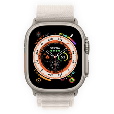 GETIT.QA- Qatar’s Best Online Shopping Website offers APPLE WATCH ULTRA GPS + CELLULAR TITANIUM CASE WITH STARLIGHT ALPINE LOOP, 49 MM, LARGE (BAND SIZE), MQFT3 at the lowest price in Qatar. Free Shipping & COD Available!