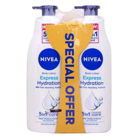 GETIT.QA- Qatar’s Best Online Shopping Website offers NIVEA EXPRESS HYDRATION BODY LOTION VALUE PACK 2 X 400 ML at the lowest price in Qatar. Free Shipping & COD Available!