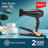 GETIT.QA- Qatar’s Best Online Shopping Website offers IMPEX HAIR STRAIGHTENER + HAIR DRYER COMBO HAIR STYLER, HSK 101 at the lowest price in Qatar. Free Shipping & COD Available!