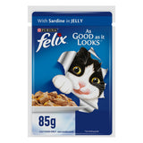 GETIT.QA- Qatar’s Best Online Shopping Website offers PURINA FELIX ADULT CAT WITH SARDINE IN JELLY 85 G at the lowest price in Qatar. Free Shipping & COD Available!