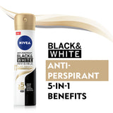 GETIT.QA- Qatar’s Best Online Shopping Website offers NIVEA ANTIPERSPIRANT SPRAY BLACK & WHITE SILKY SMOOTH 150 ML at the lowest price in Qatar. Free Shipping & COD Available!