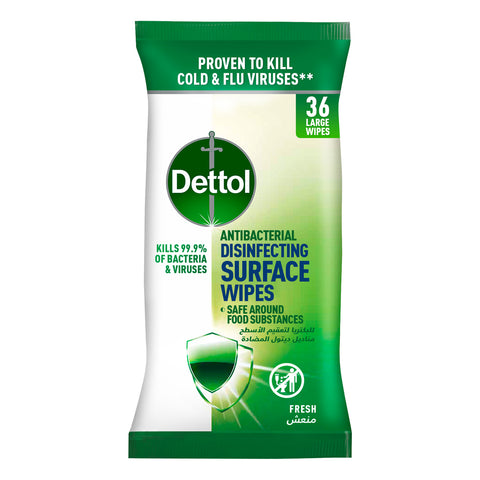 GETIT.QA- Qatar’s Best Online Shopping Website offers DETTOL FRESH ANTIBACTERIAL DISINFECTING SURFACE WIPES LARGE 36 PCS
 at the lowest price in Qatar. Free Shipping & COD Available!