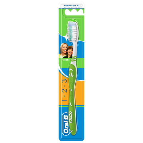 GETIT.QA- Qatar’s Best Online Shopping Website offers ORAL-B 123 FRESH TOOTHBRUSH - 40 MEDIUM ASSORTED COLOR 1 PC at the lowest price in Qatar. Free Shipping & COD Available!