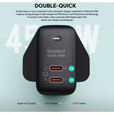 GETIT.QA- Qatar’s Best Online Shopping Website offers AUKEY PA-B4T DUAL PORT 45W PD WALL CHARGER WITH GAN POWER TECH - BLACK at the lowest price in Qatar. Free Shipping & COD Available!