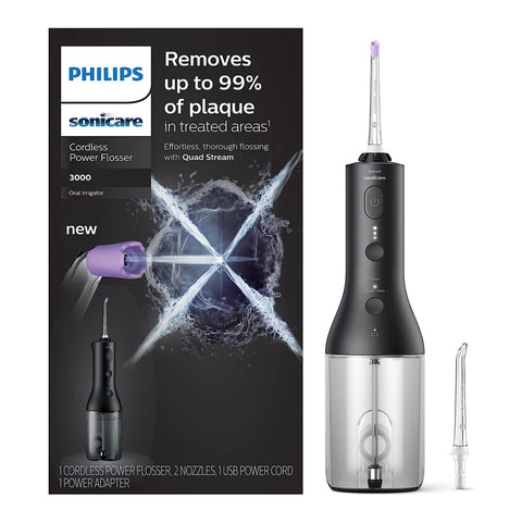 GETIT.QA- Qatar’s Best Online Shopping Website offers PHILIPS SONICARE CORDLESS POWER FLOSSER HX-3806 BLACK/WHITE at the lowest price in Qatar. Free Shipping & COD Available!