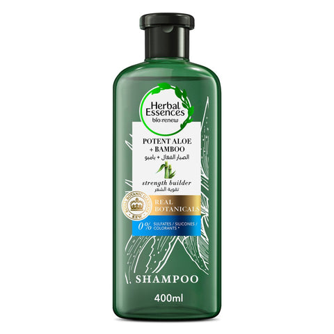 GETIT.QA- Qatar’s Best Online Shopping Website offers HERBAL ESSENCES HAIR STRENGTHENING SULFATE FREE POTENT ALOE VERA + BAMBOO NATURAL SHAMPOO FOR DRY HAIR 400 ML at the lowest price in Qatar. Free Shipping & COD Available!