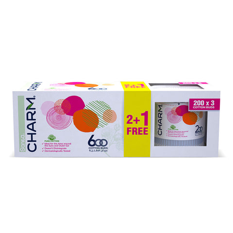 GETIT.QA- Qatar’s Best Online Shopping Website offers SANITA CHARM COTTON BUDS 200PCS 2+1 at the lowest price in Qatar. Free Shipping & COD Available!