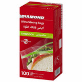 GETIT.QA- Qatar’s Best Online Shopping Website offers DIAMOND ULTRA STONG ZIPPER SANDWICH BAGS OXO-BIODEGRADABLE SIZE 16.5 X 14.9 CM 100 PCS at the lowest price in Qatar. Free Shipping & COD Available!