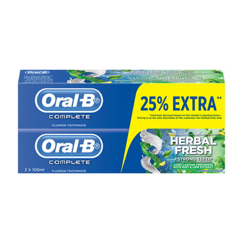 GETIT.QA- Qatar’s Best Online Shopping Website offers ORAL-B COMPLETE MINT & LIME EXTRACT TOOTHPASTE 2 X 100 ML at the lowest price in Qatar. Free Shipping & COD Available!