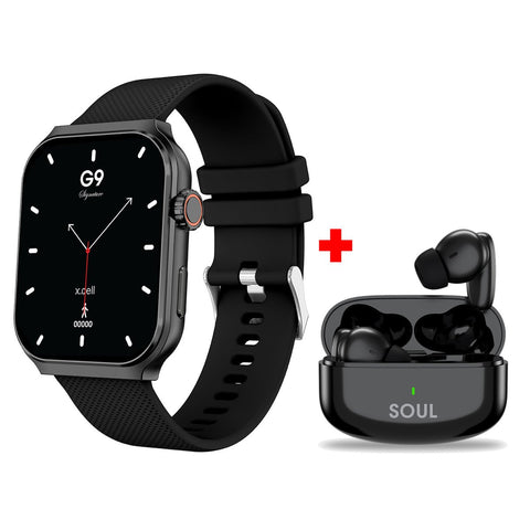 GETIT.QA- Qatar’s Best Online Shopping Website offers X.CELL SMART WATCH G9 BLACK + EARBUDS SOUL 14 PRO at the lowest price in Qatar. Free Shipping & COD Available!