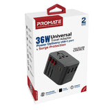 GETIT.QA- Qatar’s Best Online Shopping Website offers PROMATE SMART CHARGING SURGE PROTECTED UNIVERSAL TRAVEL ADAPTER TRIPMATE-36W at the lowest price in Qatar. Free Shipping & COD Available!