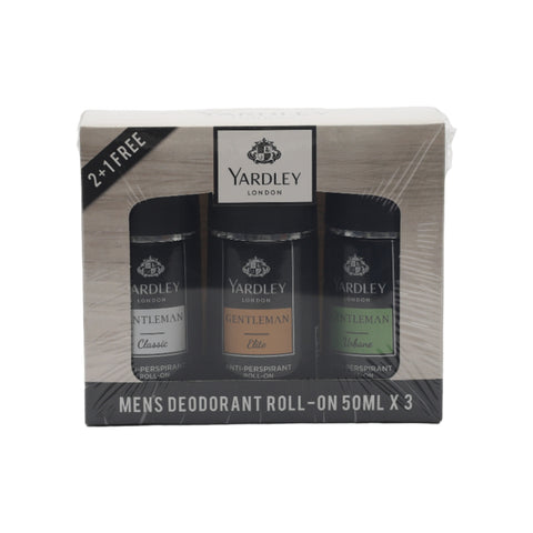 GETIT.QA- Qatar’s Best Online Shopping Website offers YARDLEY DEODORANT ROLL ON FOR MEN ASSORTED VALUE PACK 3 X 50 ML at the lowest price in Qatar. Free Shipping & COD Available!