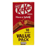 GETIT.QA- Qatar’s Best Online Shopping Website offers NESTLE KITKAT 2 FINGER ORIGINAL MILK CHOCOLATE WAFER BAR VALUE PACK 18 X 17.7 G at the lowest price in Qatar. Free Shipping & COD Available!