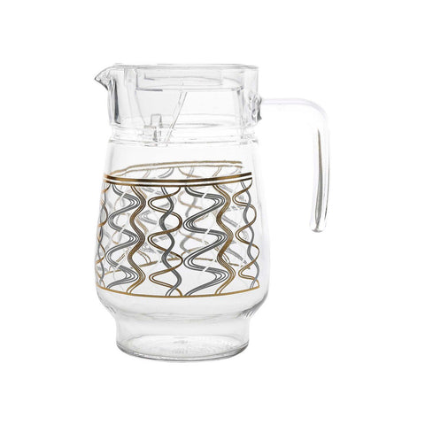 GETIT.QA- Qatar’s Best Online Shopping Website offers CRYSTAL DROPS GLASS WATER JUG-- GOLDEN DESIGN-- P13005-E3 at the lowest price in Qatar. Free Shipping & COD Available!