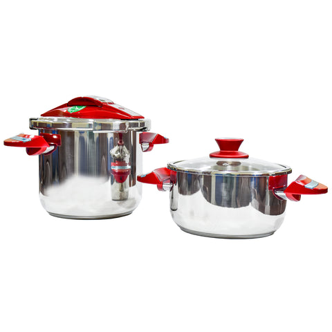 GETIT.QA- Qatar’s Best Online Shopping Website offers FALEZ STAINLESS STEEL PRESSURE COOKER-- 7L + 4L-- F275 at the lowest price in Qatar. Free Shipping & COD Available!