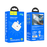 GETIT.QA- Qatar’s Best Online Shopping Website offers HOCO SINGLE PORT SUPER FAST WALL CHARGER, 20W, WHITE, C91B-PD at the lowest price in Qatar. Free Shipping & COD Available!