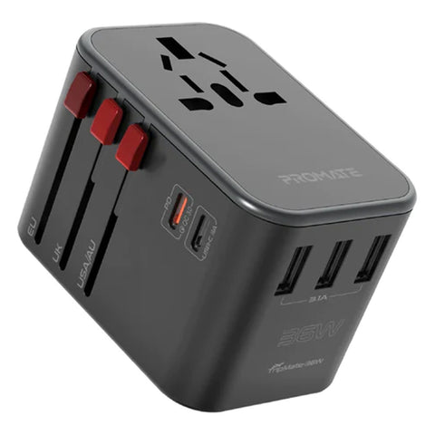 GETIT.QA- Qatar’s Best Online Shopping Website offers PROMATE SMART CHARGING SURGE PROTECTED UNIVERSAL TRAVEL ADAPTER TRIPMATE-36W at the lowest price in Qatar. Free Shipping & COD Available!