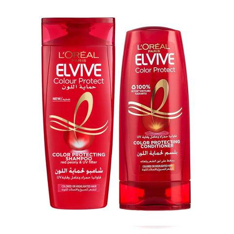 GETIT.QA- Qatar’s Best Online Shopping Website offers L'OREAL PARIS ELVIVE COLOUR PROTECT SHAMPOO 400 ML + CONDITIONER 360 ML at the lowest price in Qatar. Free Shipping & COD Available!