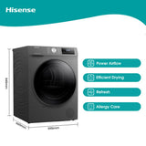 GETIT.QA- Qatar’s Best Online Shopping Website offers HISENSE FRONT LOAD HEAT PUMP DRYER, 9 KG, TITANIUM SILVER, DHQA902UT at the lowest price in Qatar. Free Shipping & COD Available!