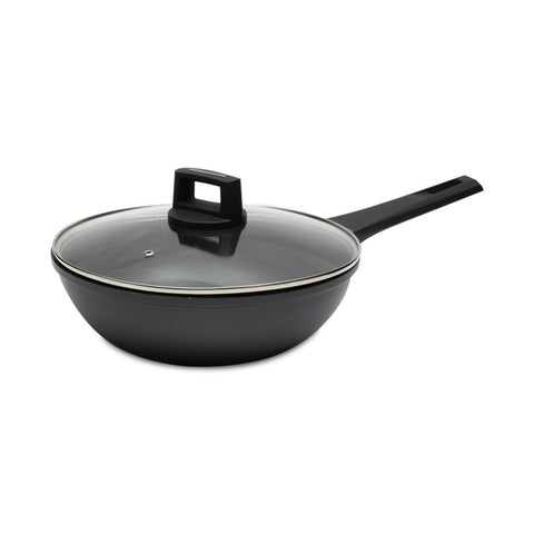 GETIT.QA- Qatar’s Best Online Shopping Website offers CHEFLINE DIE CAST ALUMINIUM WOK PAN WITH LID-- 28 CM-- KSCG28 at the lowest price in Qatar. Free Shipping & COD Available!