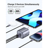 GETIT.QA- Qatar’s Best Online Shopping Website offers UGREEN NEXODE USB-C WALL CHARGER, 3 PORTS, 65 W, SPACE GRAY, 90663 at the lowest price in Qatar. Free Shipping & COD Available!