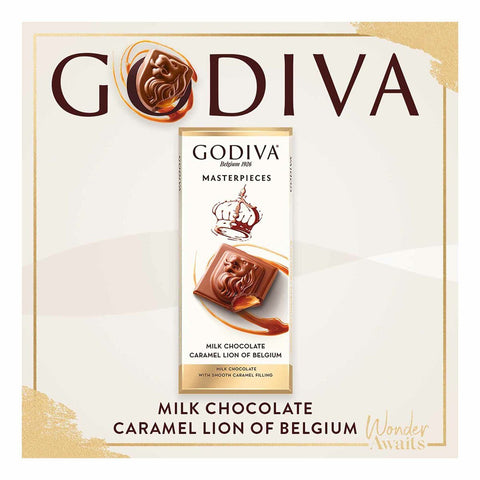 GETIT.QA- Qatar’s Best Online Shopping Website offers GODIVA MASTER PIECES MILK CHOCOLATE CARAMEL LION OF BELGIUM 86G at the lowest price in Qatar. Free Shipping & COD Available!