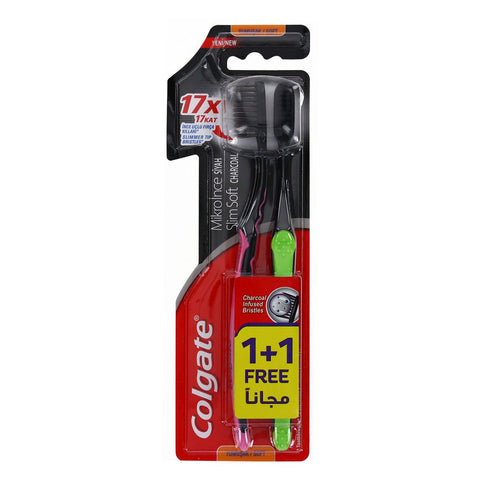 GETIT.QA- Qatar’s Best Online Shopping Website offers COLGATE TOOTHBRUSH CHARCOAL SLIM SOFT ASSORTED COLOURS 1+1 at the lowest price in Qatar. Free Shipping & COD Available!