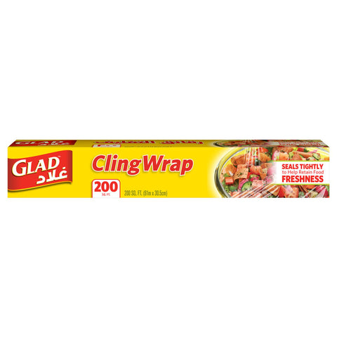 GETIT.QA- Qatar’s Best Online Shopping Website offers GLAD CLING WRAP PLASTIC WRAP 200SQ.FT SIZE 61M X 30.5CM 1PC at the lowest price in Qatar. Free Shipping & COD Available!