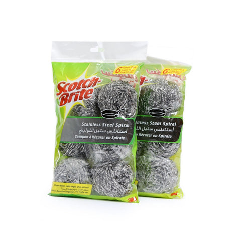 GETIT.QA- Qatar’s Best Online Shopping Website offers SCOTCH BRITE STAINLESS STEEL SPIRAL VALUE PACK 2 X 6 PCS
 at the lowest price in Qatar. Free Shipping & COD Available!