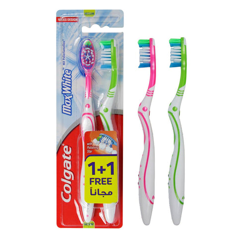 GETIT.QA- Qatar’s Best Online Shopping Website offers COLGATE MAX WHITE TOOTHBRUSH MEDIUM ASSORTED COLOR 2 PCS at the lowest price in Qatar. Free Shipping & COD Available!