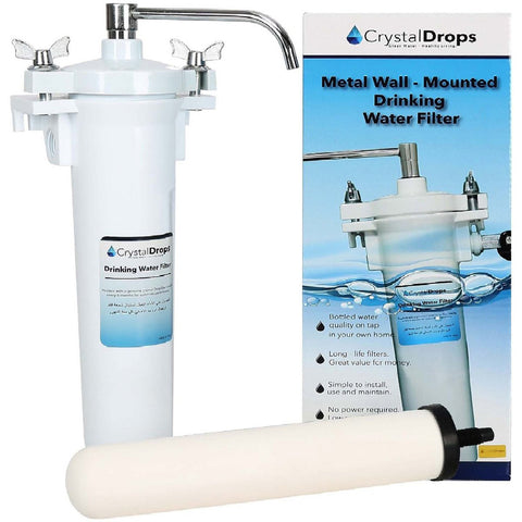 GETIT.QA- Qatar’s Best Online Shopping Website offers CRYSTAL DROPS METAL WATER FILTER WITH CERAMIC CARTRIDGE WF-08 at the lowest price in Qatar. Free Shipping & COD Available!