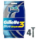 GETIT.QA- Qatar’s Best Online Shopping Website offers GILLETTE BLUE SIMPLE3 MENÂ€™S DISPOSABLE RAZORS 4 PCS at the lowest price in Qatar. Free Shipping & COD Available!