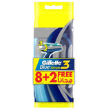 GETIT.QA- Qatar’s Best Online Shopping Website offers GILLETTE BLUE SIMPLE3 MEN'S DISPOSABLE RAZORS 8+2 at the lowest price in Qatar. Free Shipping & COD Available!